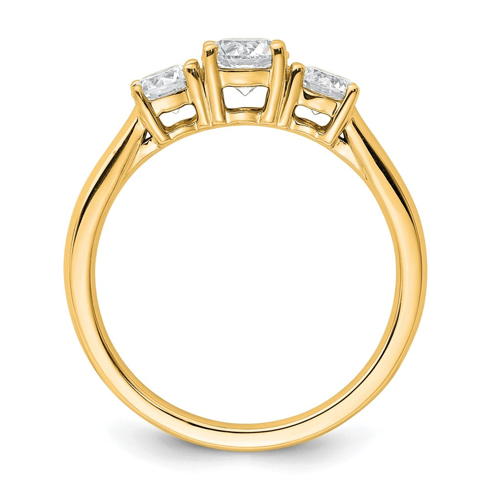 14k 1 carat Lab Grown Diamond VS+ F+ Three Stone Complete Engagement Ring