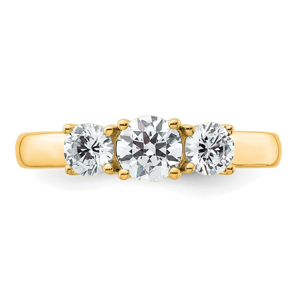 14k 1 carat Lab Grown Diamond VS+ F+ Three Stone Complete Engagement Ring