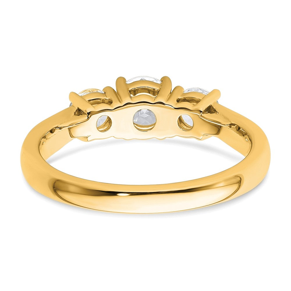 14k 1 carat Lab Grown Diamond VS+ F+ Three Stone Complete Engagement Ring