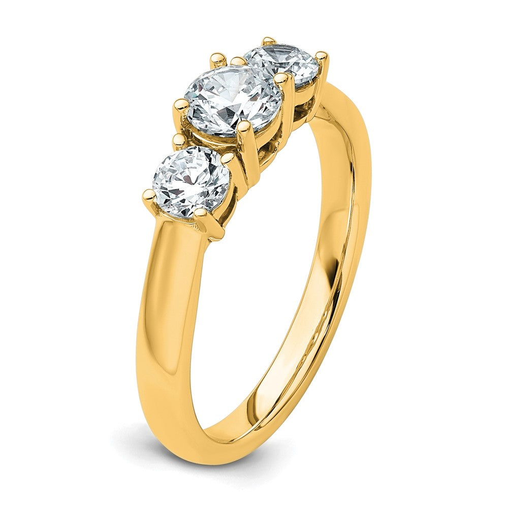 14k 1 carat Lab Grown Diamond VS+ F+ Three Stone Complete Engagement Ring