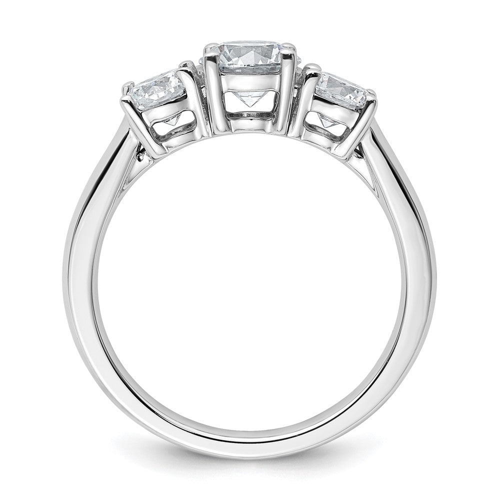 14k White Gold 1 1/2 carat Lab Grown Diamond VS+ F+ Three Stone Complete Engagement Ring