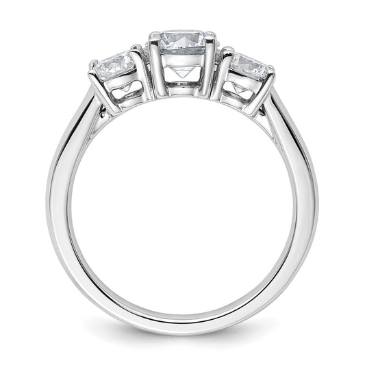 14k White Gold 1 1/2 carat Lab Grown Diamond VS+ F+ Three Stone Complete Engagement Ring