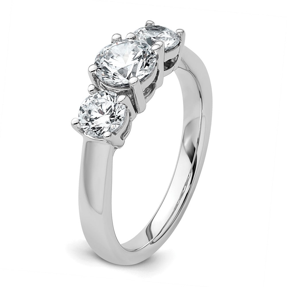 14k White Gold 1 1/2 carat Lab Grown Diamond VS+ F+ Three Stone Complete Engagement Ring
