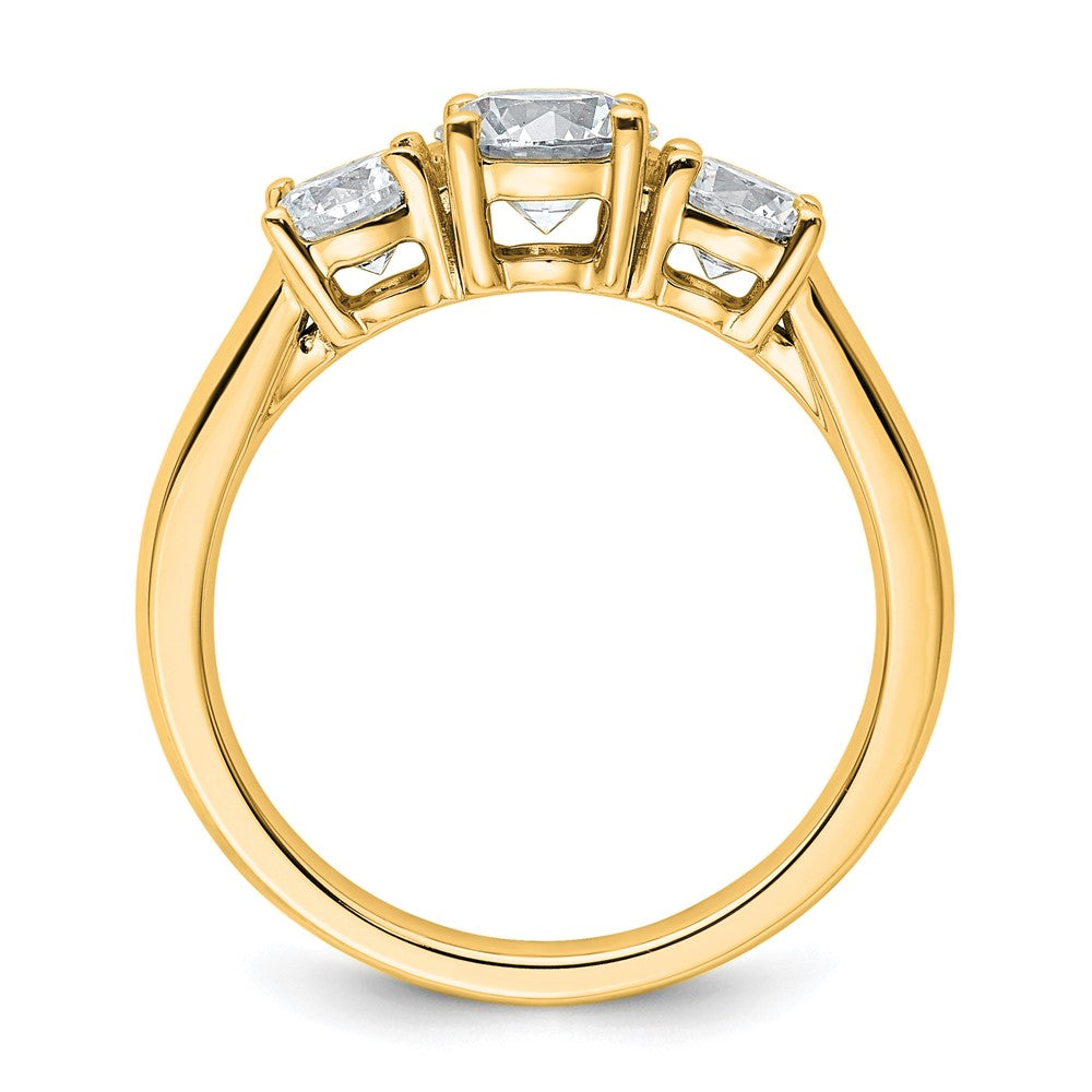 14k 1 1/2 carat Lab Grown Diamond VS+ F+ Three Stone Complete Engagement Ring