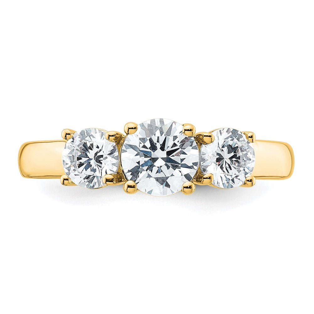 14k 1 1/2 carat Lab Grown Diamond VS+ F+ Three Stone Complete Engagement Ring