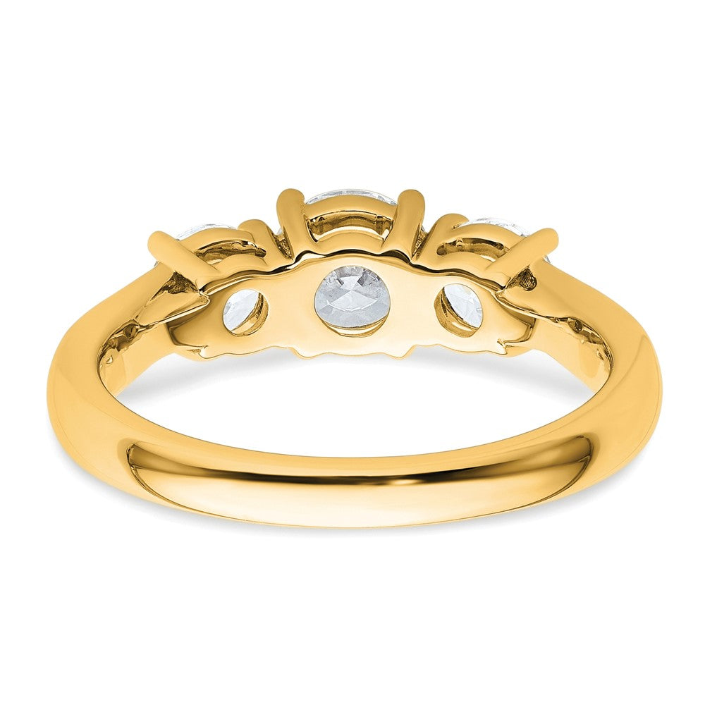 14k 1 1/2 carat Lab Grown Diamond VS+ F+ Three Stone Complete Engagement Ring