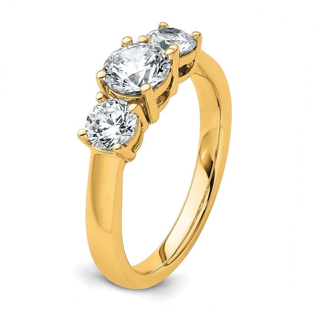 14k 1 1/2 carat Lab Grown Diamond VS+ F+ Three Stone Complete Engagement Ring