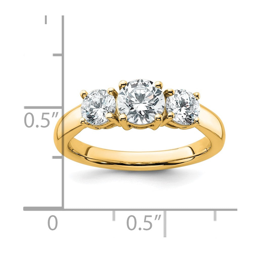 14k 1 1/2 carat Lab Grown Diamond VS+ F+ Three Stone Complete Engagement Ring