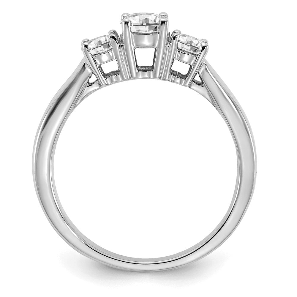 14k White Gold 3/4 carat Lab Grown Diamond VS/SI+ G+ Round Complete Three Stone Engagement Ring