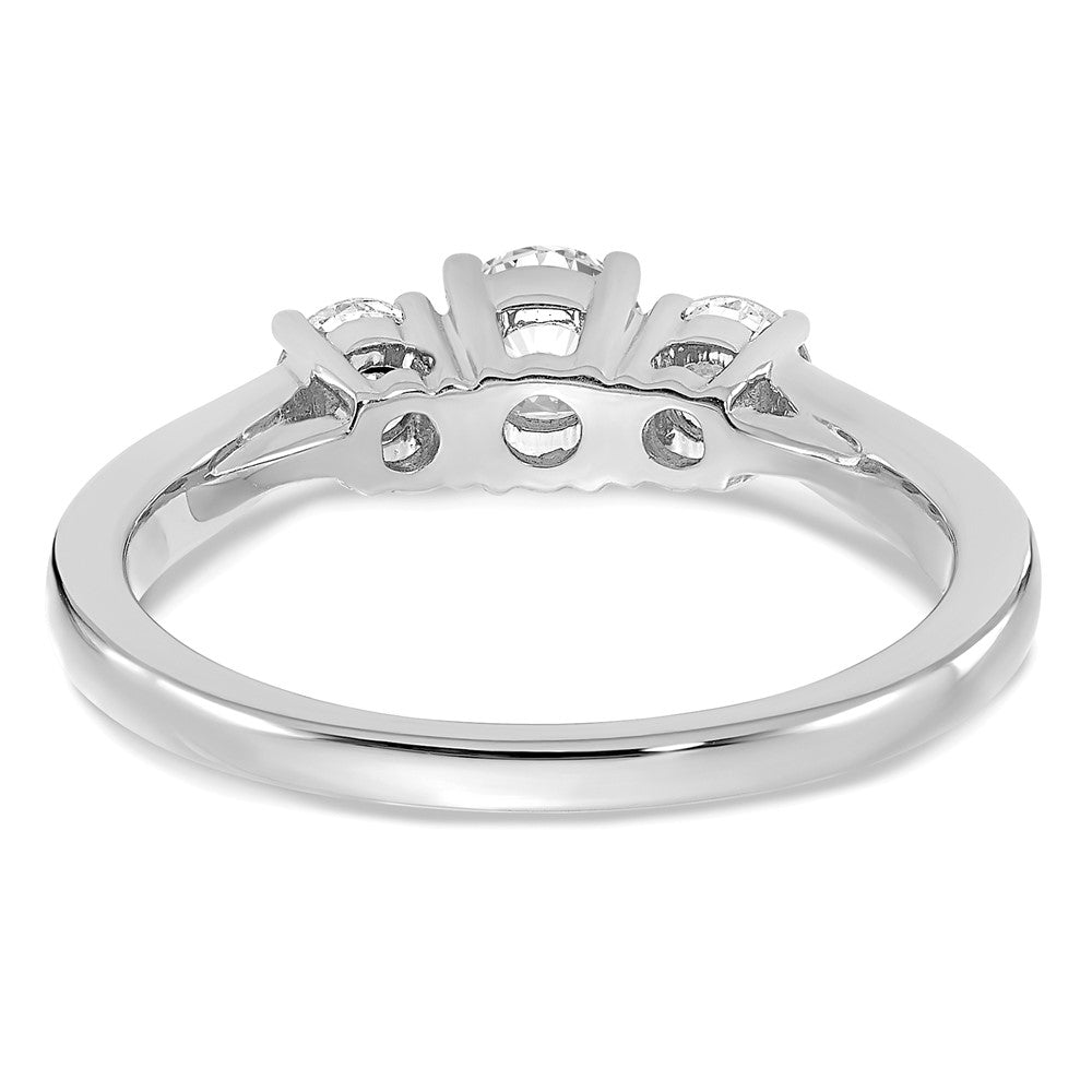 14k White Gold 3/4 carat Lab Grown Diamond VS/SI+ G+ Round Complete Three Stone Engagement Ring