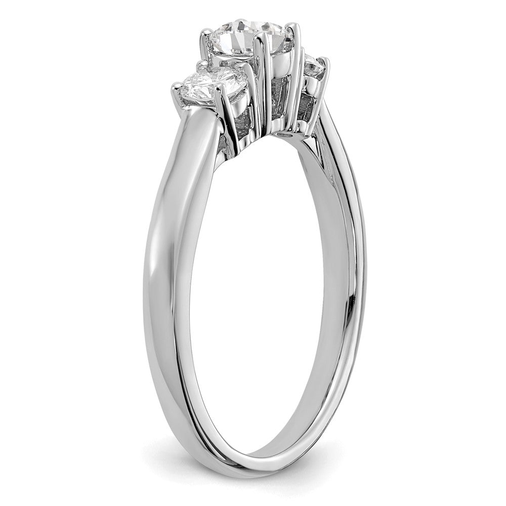 14k White Gold 3/4 carat Lab Grown Diamond VS/SI+ G+ Round Complete Three Stone Engagement Ring