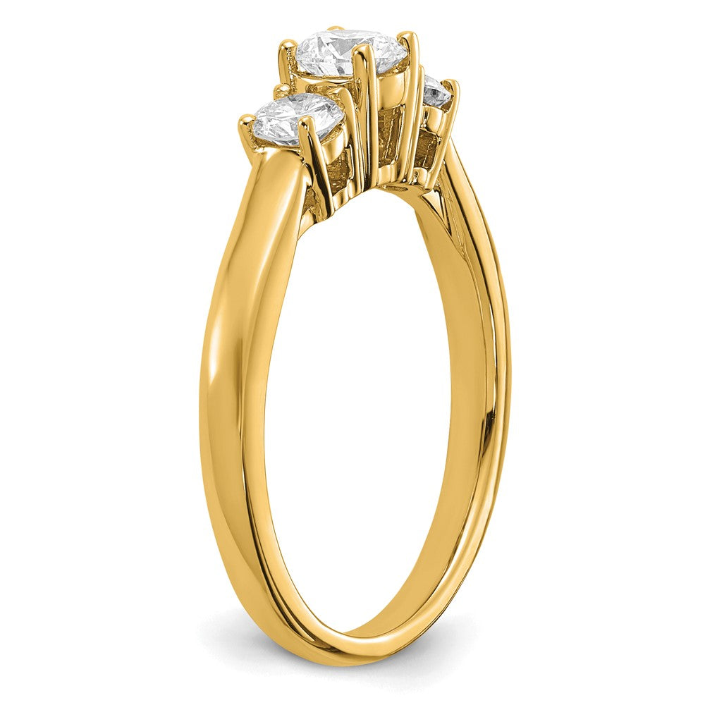 14k 3/4 carat Lab Grown Diamond VS/SI+ G+ Round Complete Three Stone Engagement Ring