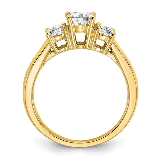 14k 1 carat Lab Grown Diamond VS/SI+ G+ Round Complete Three Stone Engagement Ring