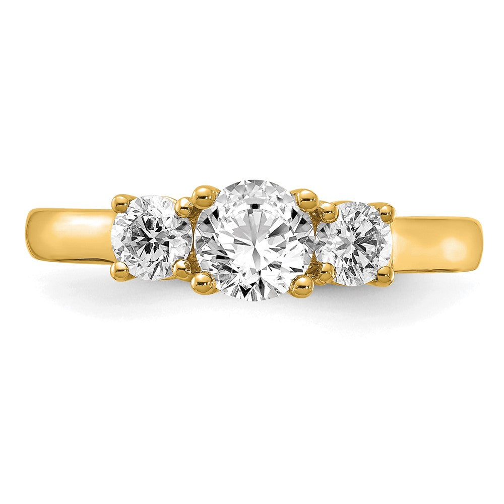 1 1/2 carat Lab Grown Diamond VS/SI+ G+ Round Complete Three Stone Engagement Ring
