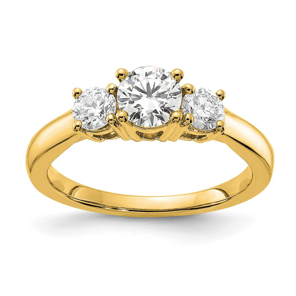 14k 1 carat Lab Grown Diamond VS/SI+ G+ Round Complete Three Stone Engagement Ring