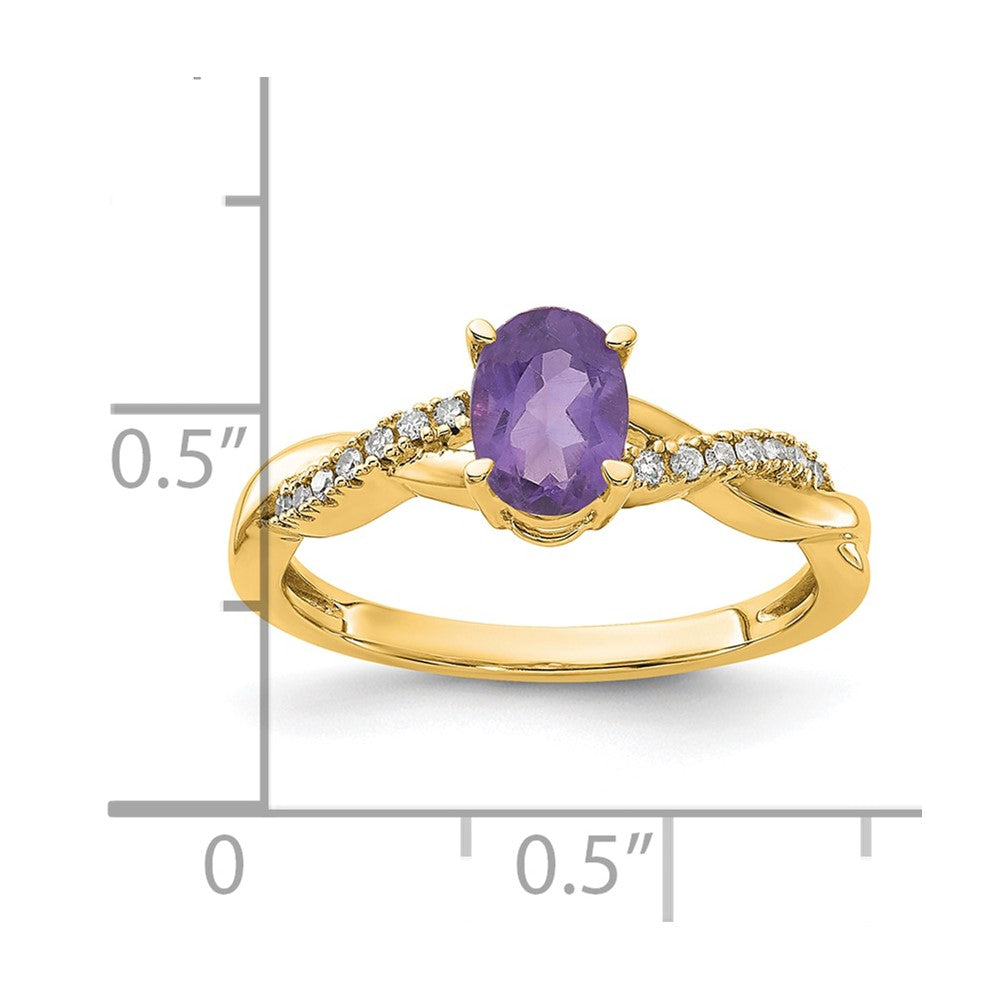 10k Oval Amethyst and Diamond Ring