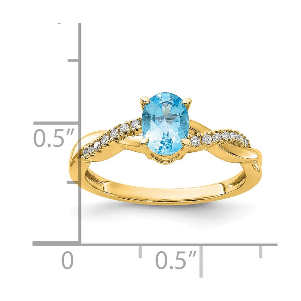 10k Oval Blue Topaz and Diamond Ring