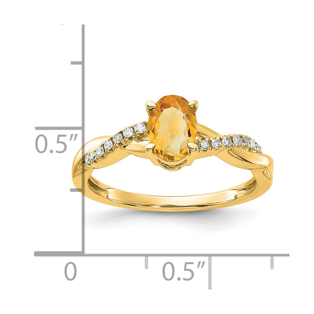 10k Oval Citrine and Diamond Ring