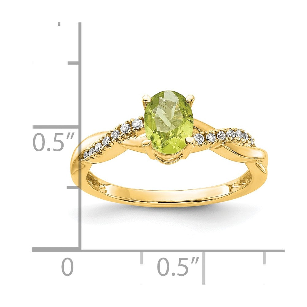 10k Oval Peridot and Diamond Ring