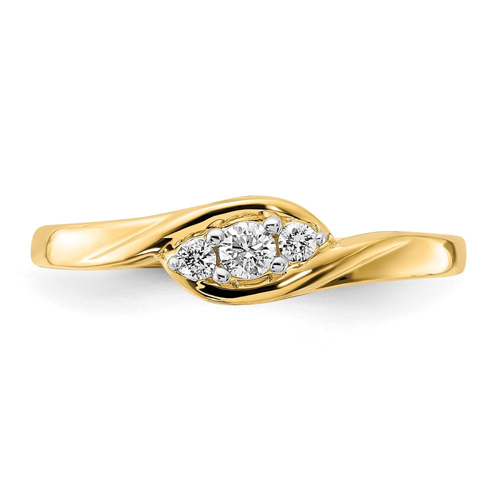 14k 1/10 carat Lab Grown Diamond VS/SI+ G+ Complete Three Stone Ring