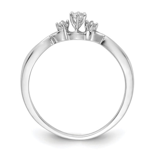 10k White Gold 3-stone 1/10 carat Diamond Ring
