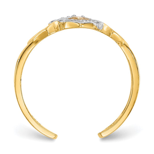 10k and White Rhodium Diamond Heart Toe Ring