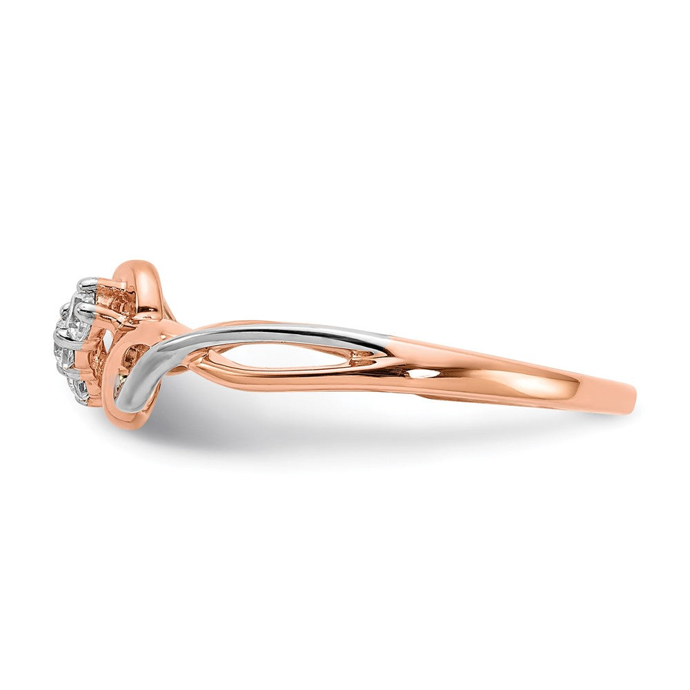 14k Two-Tone Rose and White Gold 1/6 carat Lab Grown Diamond VS/SI+ G+ Complete Three Stone Twist Ring