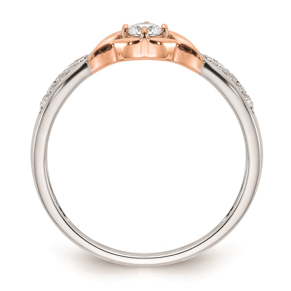 First Promise 14k White and Rose Gold 1/10 carat Round Diamond Complete Promise/Engagement Ring
