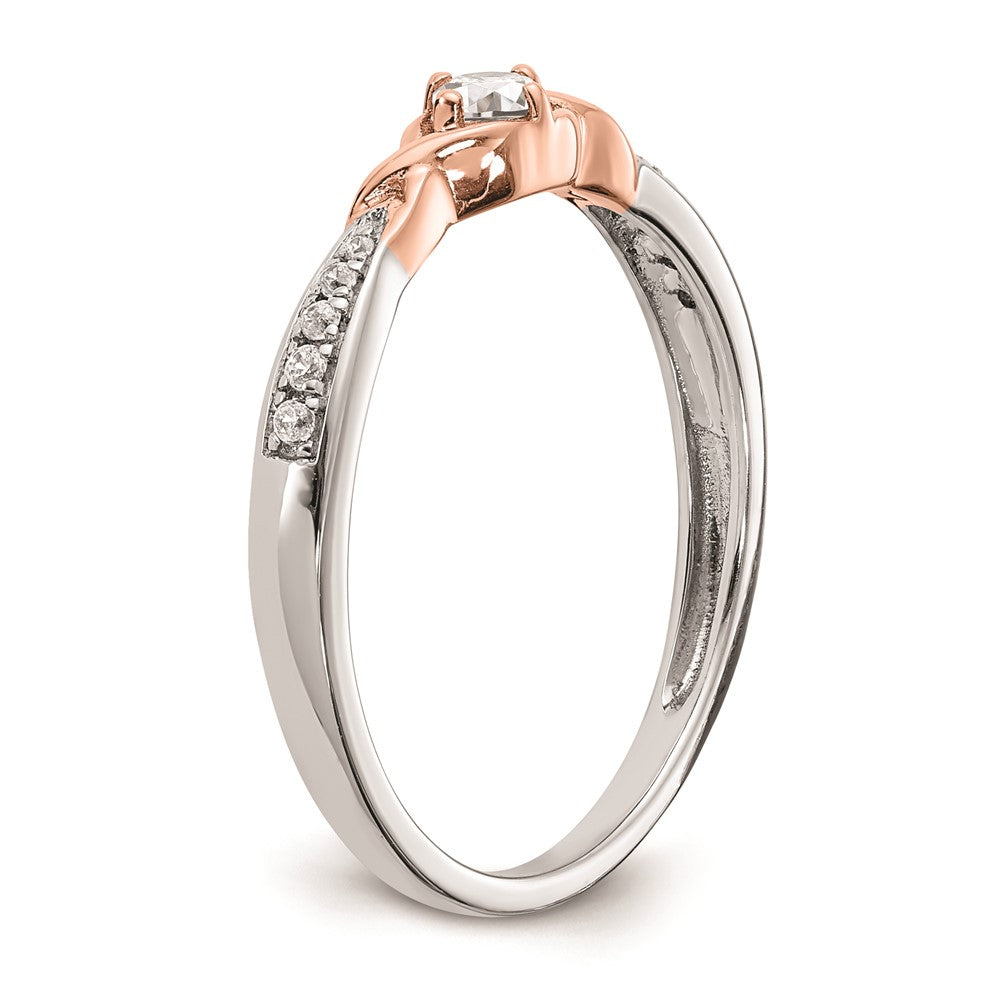 First Promise 14k White and Rose Gold 1/10 carat Round Diamond Complete Promise/Engagement Ring