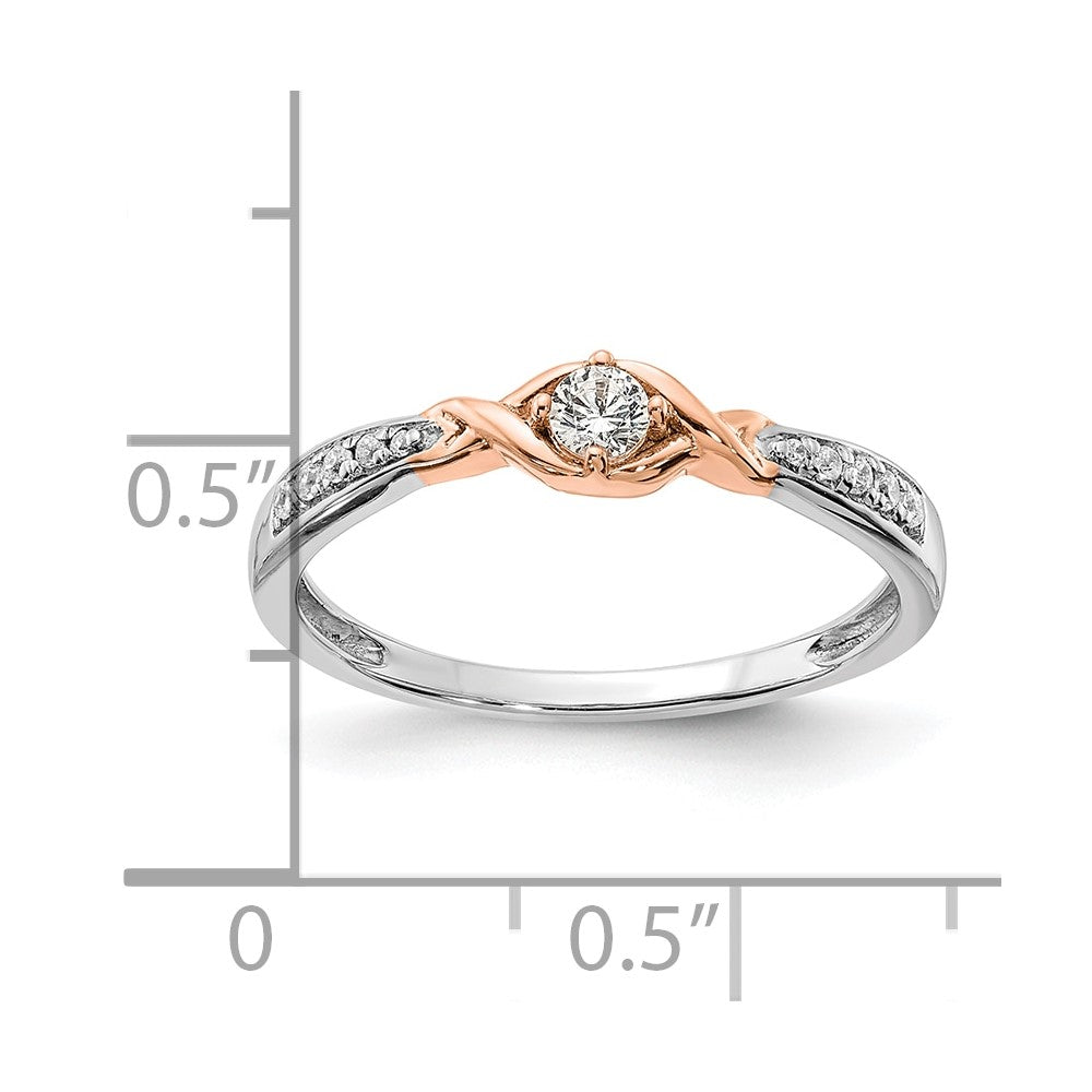 First Promise 14k White and Rose Gold 1/10 carat Round Diamond Complete Promise/Engagement Ring