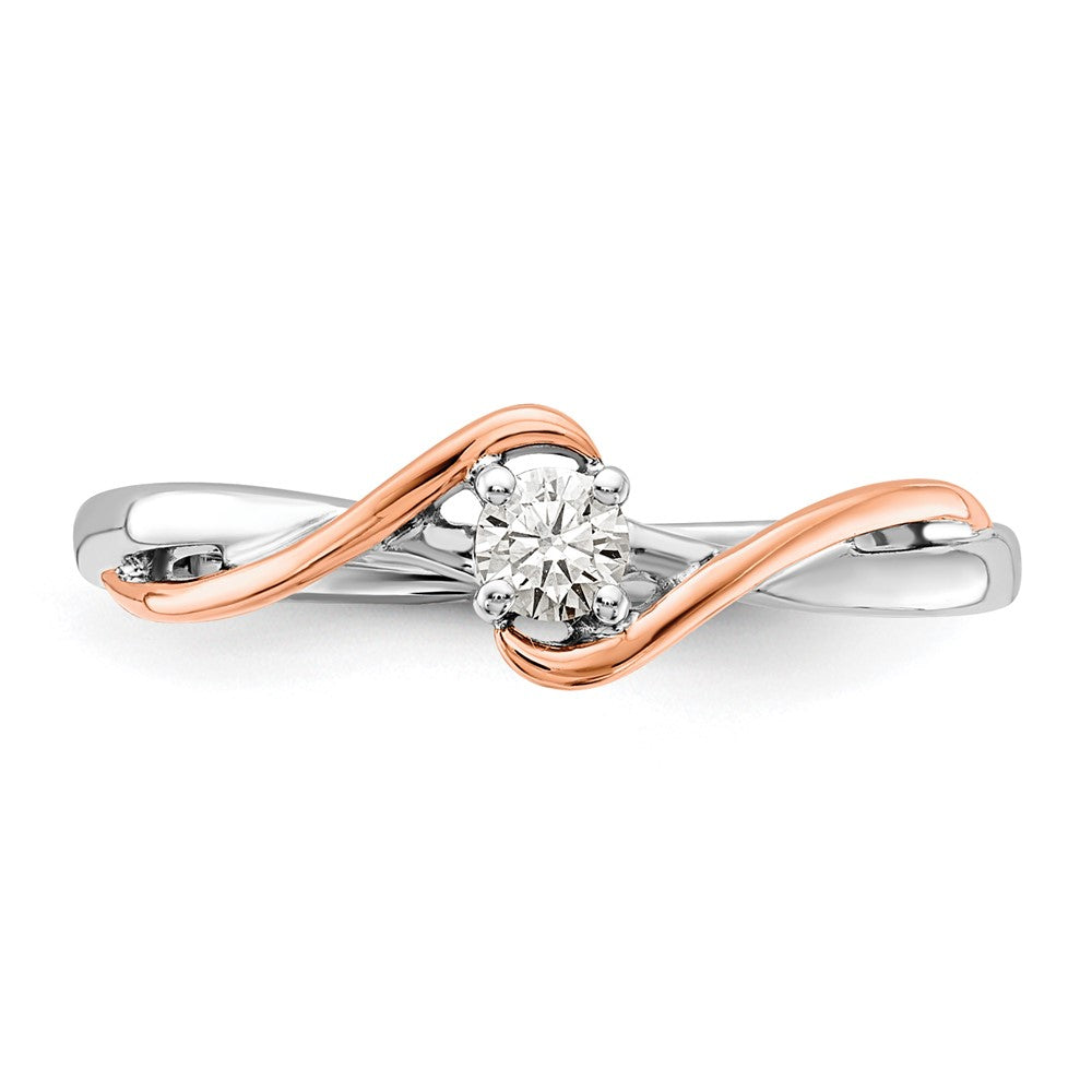 First Promise 14k Two-tone Rose and White Gold 1/8 carat Lab Grown Diamond VS/SI+ G+ Complete Petite Engagement Ring