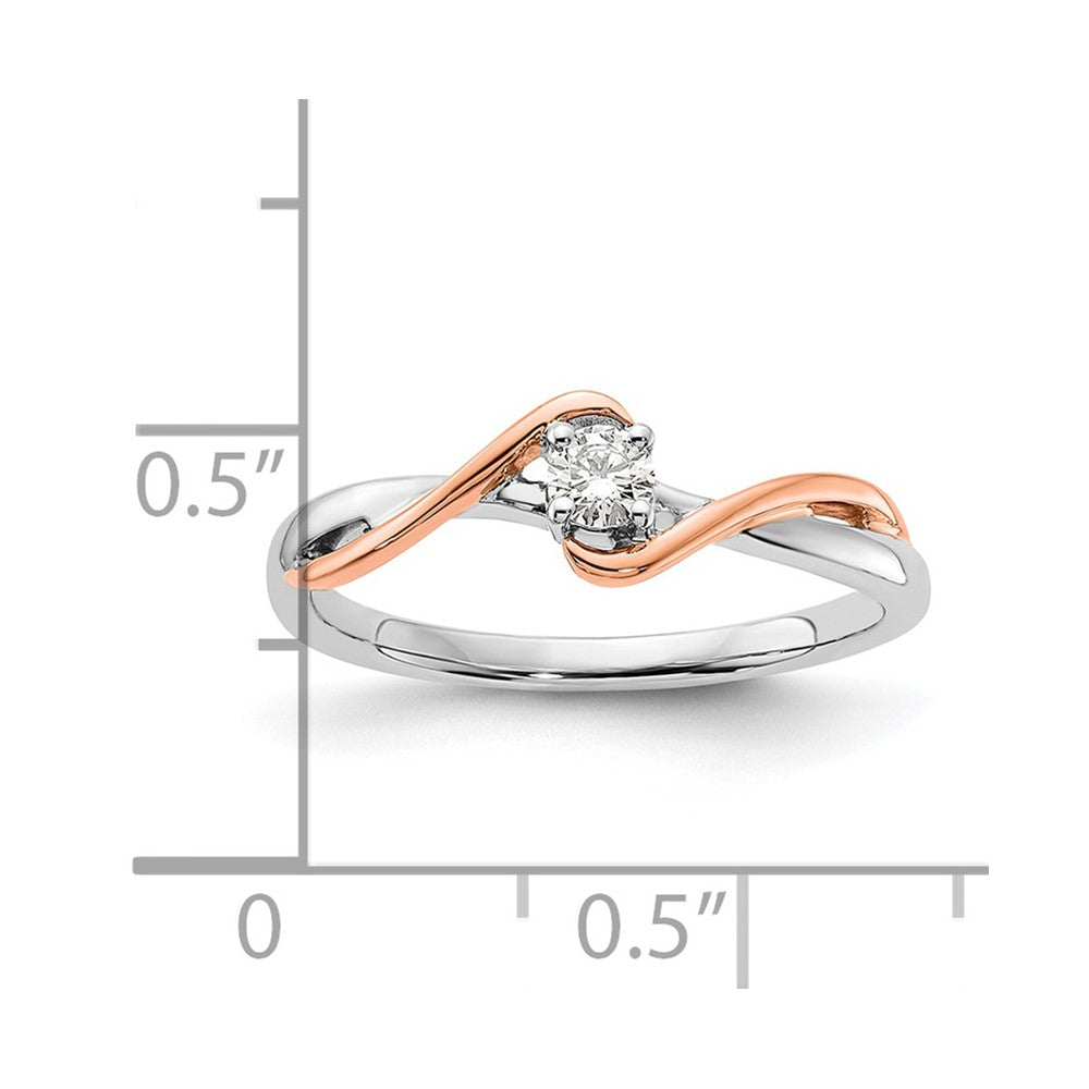 First Promise 14k Two-tone Rose and White Gold 1/8 carat Lab Grown Diamond VS/SI+ G+ Complete Petite Engagement Ring