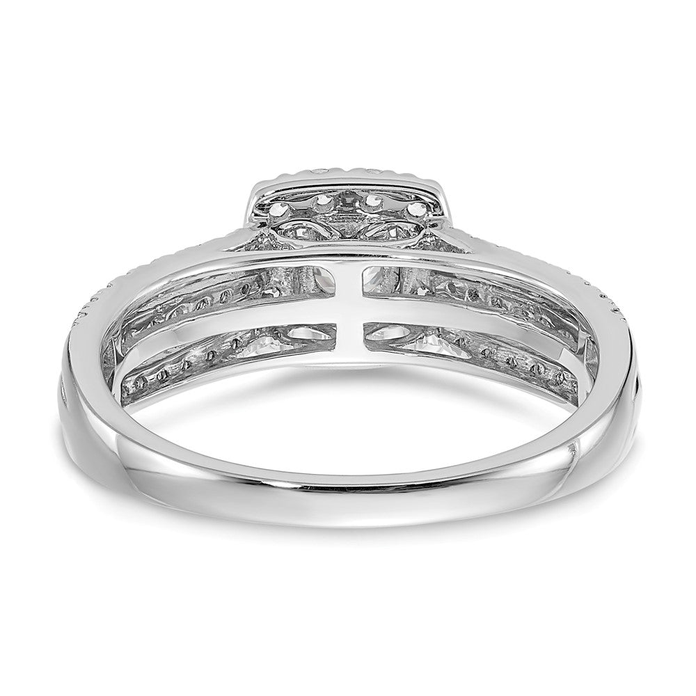 14k White Gold 1 carat Lab Grown Diamond VS/SI+ G+ Round Complete Halo Engagement Ring