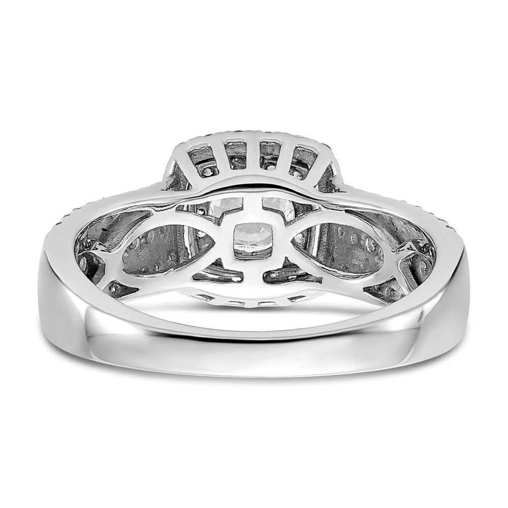 14k Two-tone Rose and White Gold 7/8 carat Lab Grown Diamond VS/SI+ G+ Round Complete Fancy Halo Engagement Ring