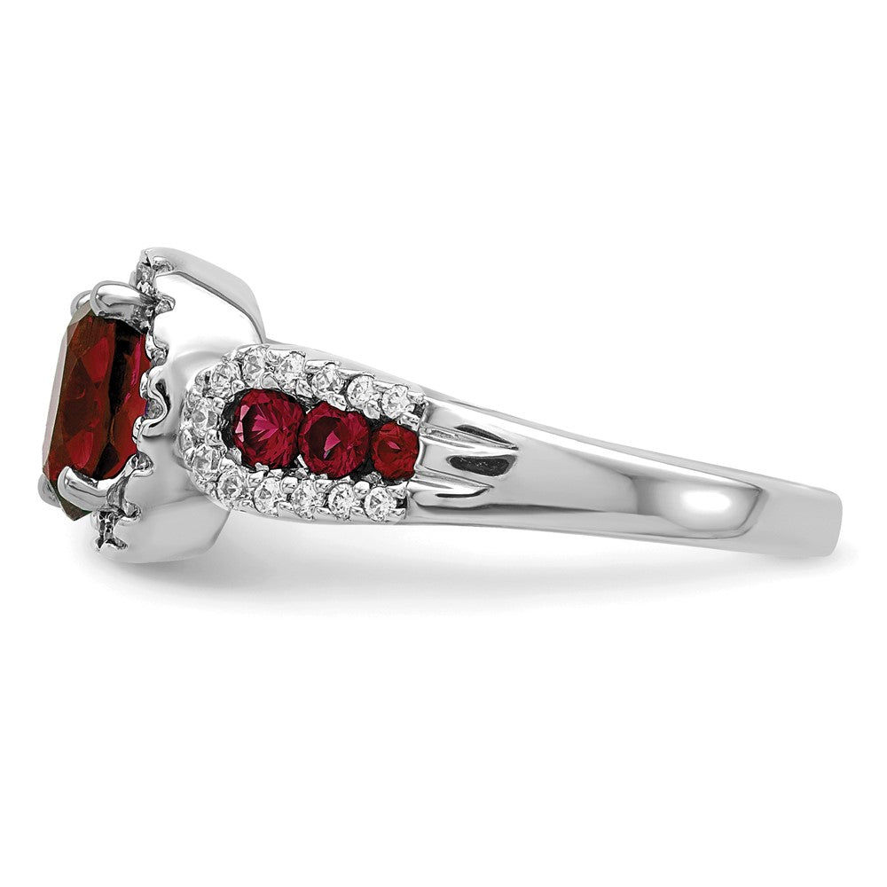 10k White Gold 1/3 carat Lab Grown Diamond VS/SI+ G+ and Oval Lab Created Ruby Complete Ring
