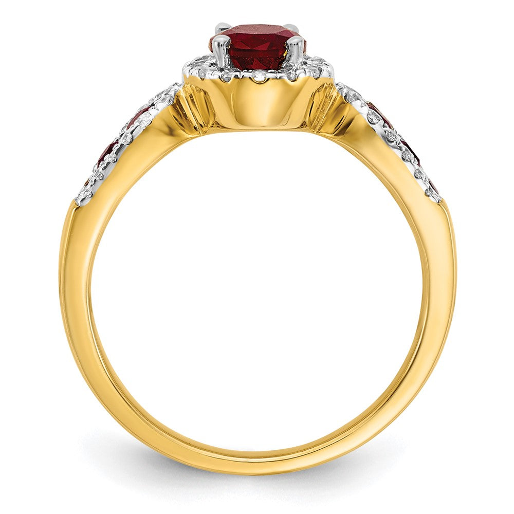 14k 1/3 carat Lab Grown Diamond VS/SI+ G+ and Oval Lab Created Ruby Complete Ring