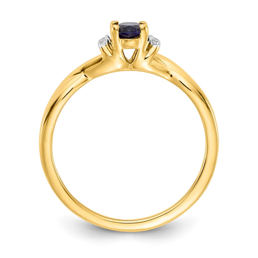 10k 1/20 carat Diamond and 6x4mm Oval Sapphire Ring