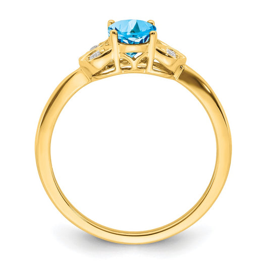 10k 6x4m Oval Blue Topaz and 1/10 carat Diamond Ring