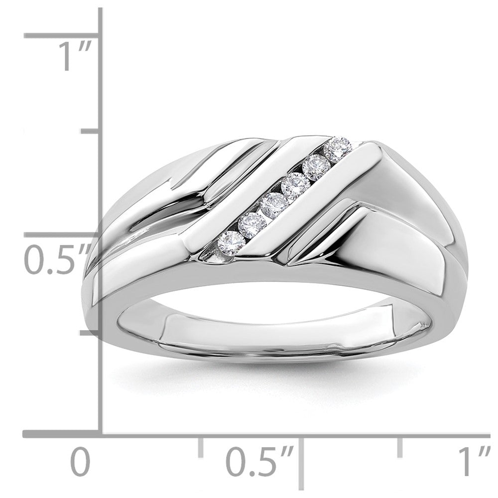 IBGoodman 14k White Gold 1/6 carat Lab Grown Diamond VS/SI+ G+ Six Stone Complete Men's Ring
