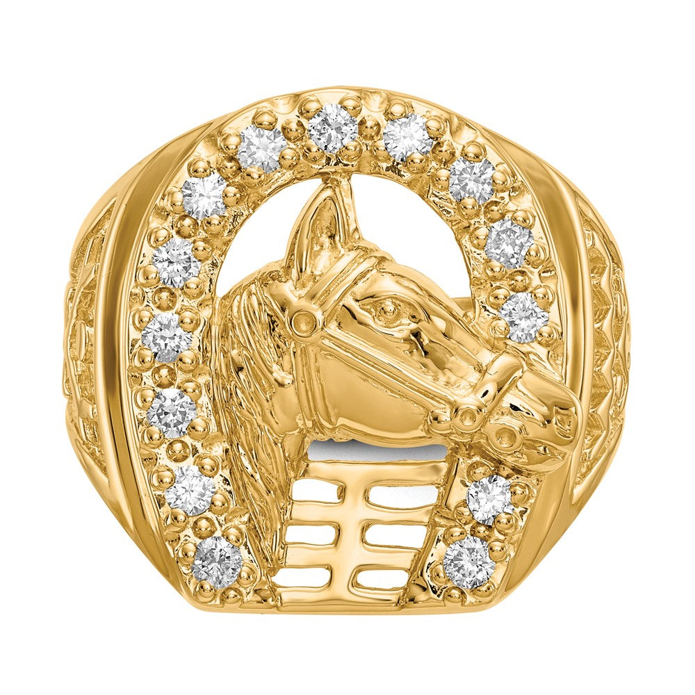 IBGoodman 14k 1/2 carat Lab Grown Diamond VS/SI+ G+ Complete Horseshoe with Horse Men's Ring