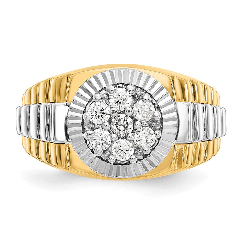 IBGoodman 14k Two-Tone 1/2 carat Lab Grown Diamond VS/SI+ G+ Complete Ridged Men's Ring