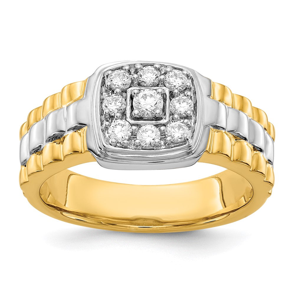 IBGoodman 14k Two-Tone 3/8 carat Lab Grown Diamond VS/SI+ G+ Complete Cluster Men's Ring