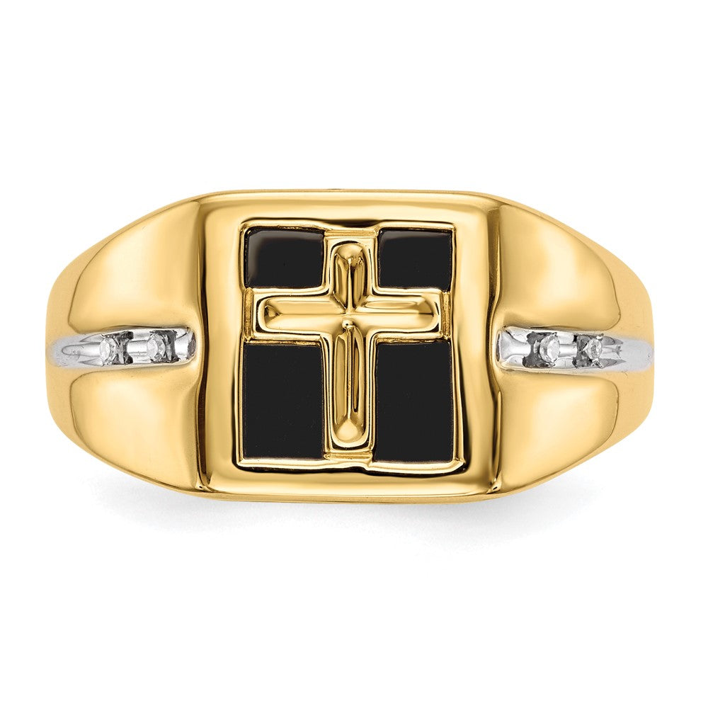 IBGoodman 14k .02 carat Lab Grown Diamond VS/SI+ G+ and Onyx Cross Men's Ring