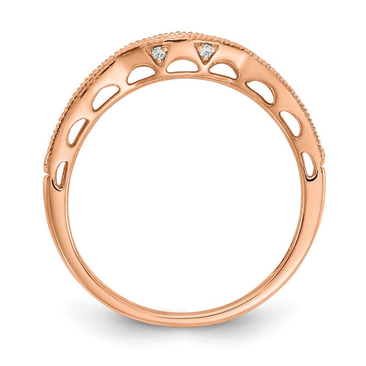 14k Rose Gold 1/4 carat Lab Grown Diamond VS/SI+ G+ Complete Contoured Wedding Band