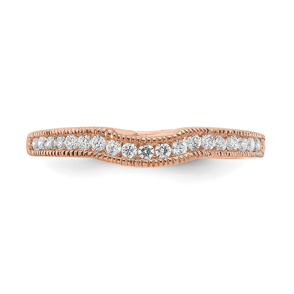 14k Rose Gold 1/4 carat Lab Grown Diamond VS/SI+ G+ Complete Contoured Wedding Band