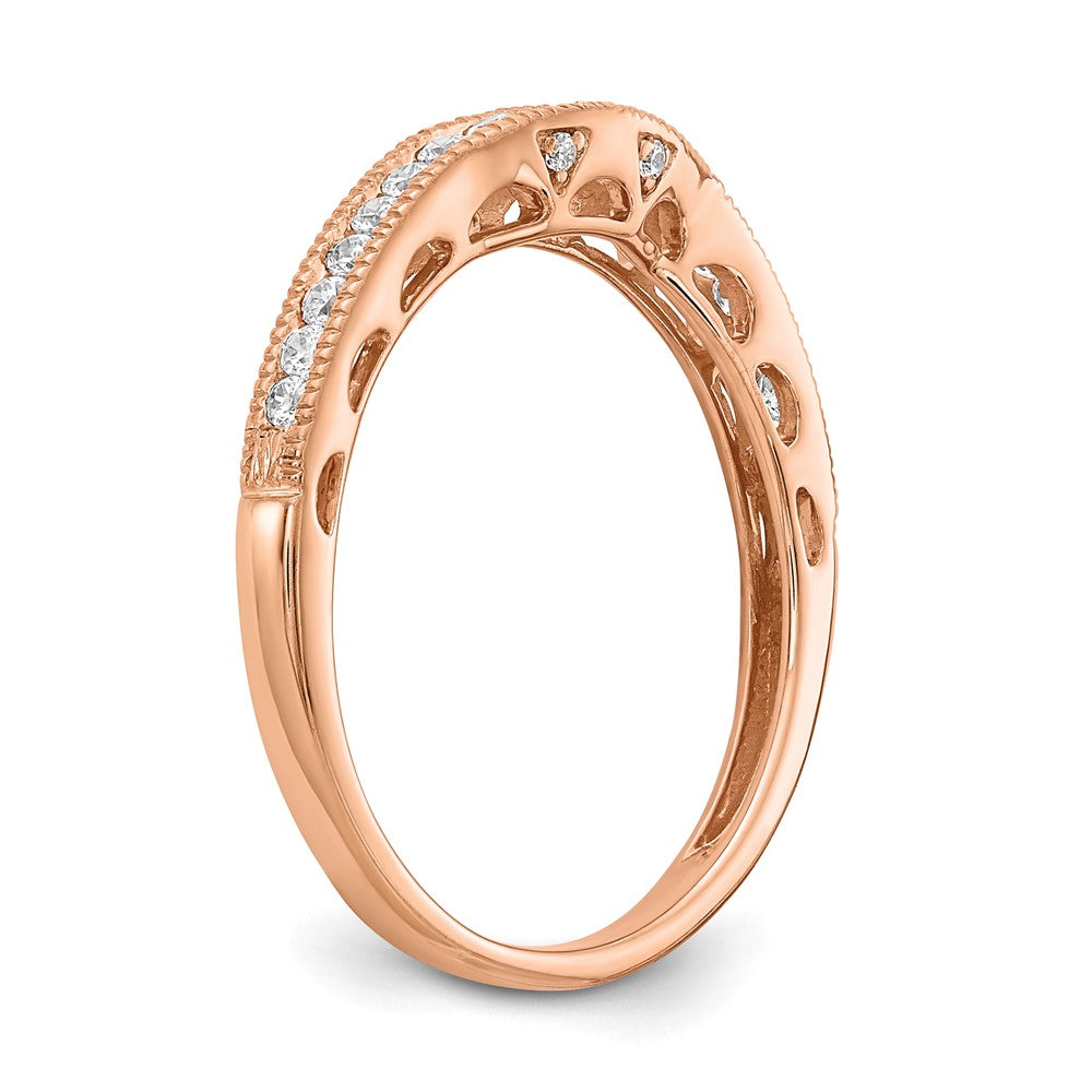 14k Rose Gold 1/4 carat Lab Grown Diamond VS/SI+ G+ Complete Contoured Wedding Band