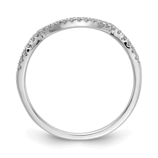 14k White Gold 1/8 carat Diamond Contoured Complete Wedding Band