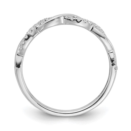 14k White Gold 1/8 carat Diamond Twist Design Complete Wedding Band
