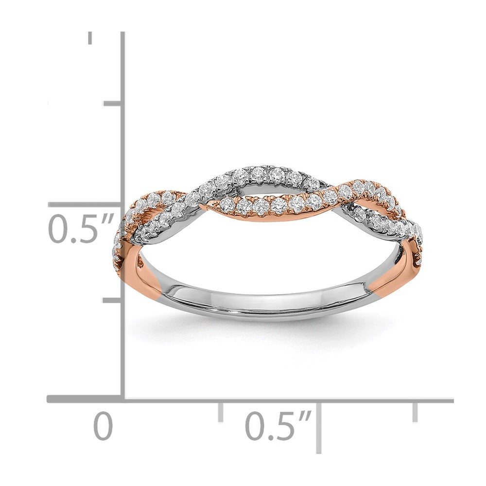 14k White and Rose Gold Criss-Cross 1/4 carat Diamond Complete Wedding Band