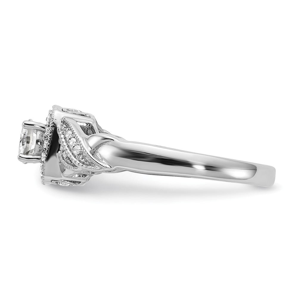 14k White Gold 1/2 carat Lab Grown Diamond VS/SI+ G+ Round Complete Halo Engagement Ring